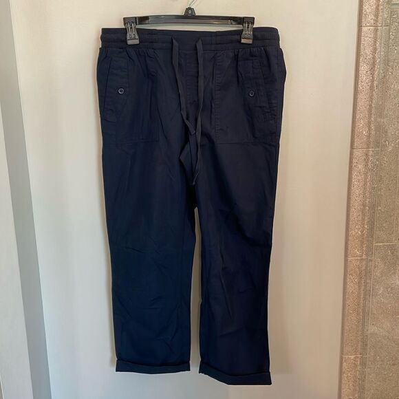 Loft Lounge Navy Elastic Waist Utility Pants - Picture 1 of 8
